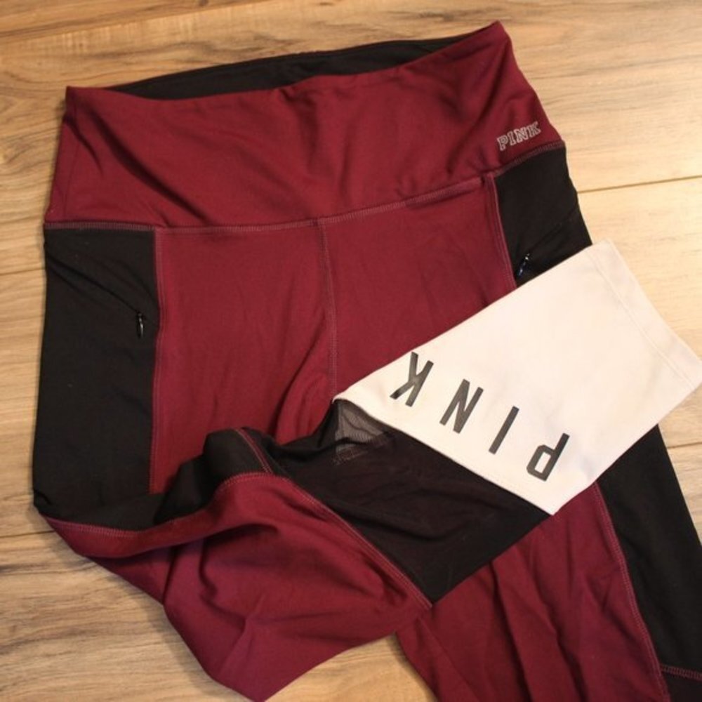 Victoria's Secret PINK High Waisted Maroon Activewear Leggings - Picture 3 of 7